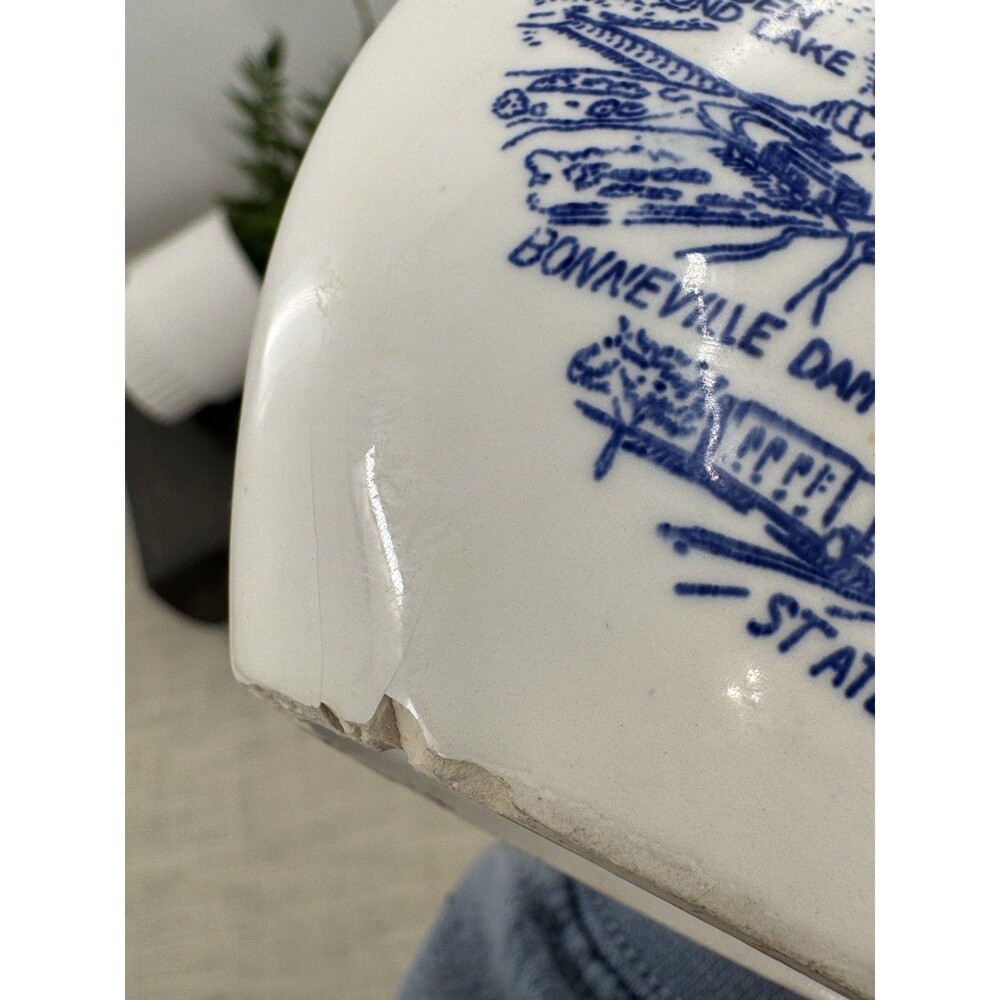 Vintage Blue & White Ceramic Left Handed Southpaw Pitcher Oregon Dutch Windmill - Picture 8 of 11